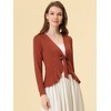 INSPIRE CHIC Women's Tie Front Long Sleeve Crop Ruffle Knit Cardigan Sweaters - 3 of 4