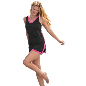 Swim 365 Women's Plus Size 2-Piece Swim Skirtini Set - 1 of 4
