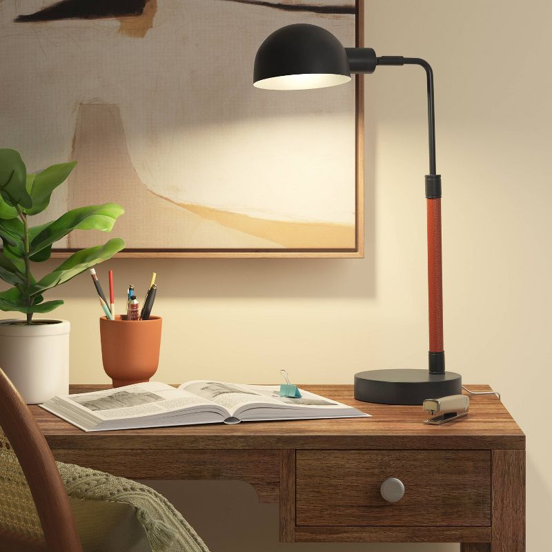 Pharmacy Task Lamp with Faux Leather Wrap Black (Includes LED Light Bulb) - Threshold&#8482;, 4 of 5