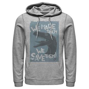 Men's Jurassic World We Made Them We Save Them Pull Over Hoodie