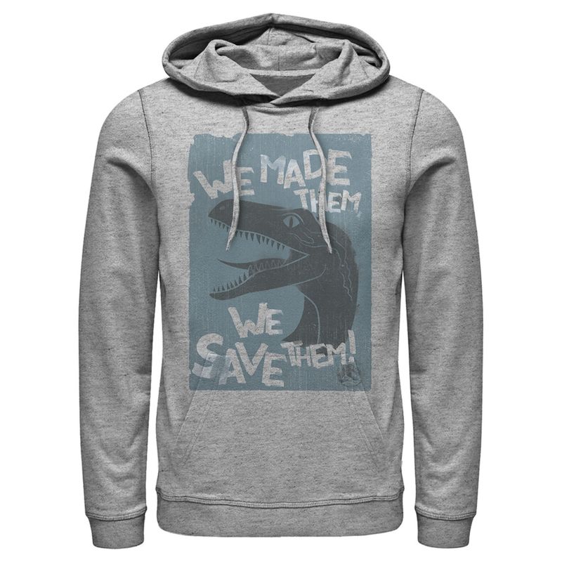 Men's Jurassic World We Made Them We Save Them Pull Over Hoodie, 1 of 4