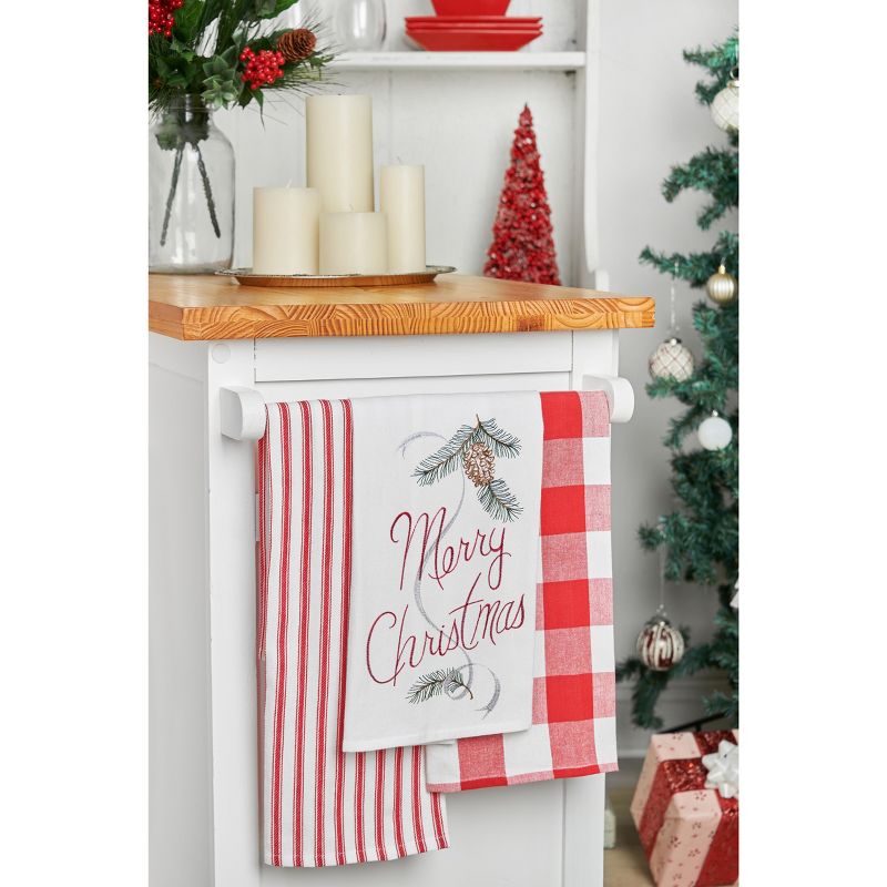 C&F Home "Merry Christmas" Sentiment with Pinecone Flour Sack Kitchen Towel Decor Decoration 27L x 18W in., 4 of 6