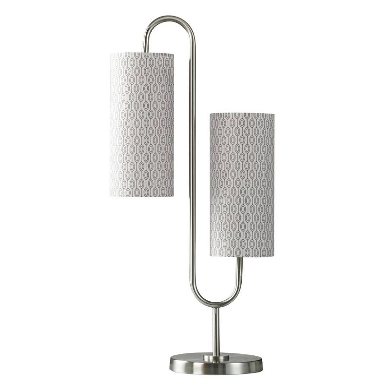 Modern Double Curve Shape with Patterned Shades Table Lamp Brushed Steel - StyleCraft, 3 of 7