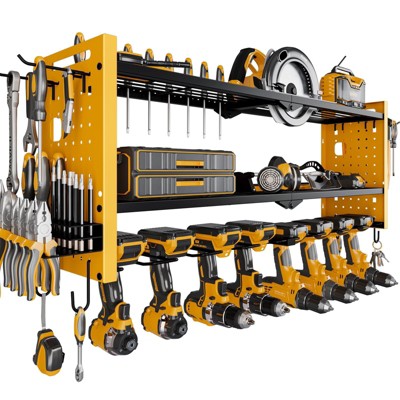 Hausource 3-Tier Power Tool Organizer Shelving Heavy Duty Storage Rack, Yellow
