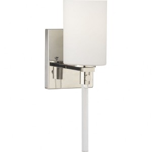 Progress Lighting Lisbon 1-Light Bath Vanity, Polished Nickel, Etched Opal Glass Shade - 1 of 4