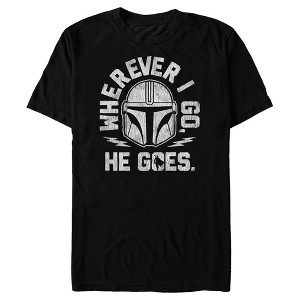 Men's Star Wars The Mandalorian Father's Day Mando Wherever I Go, He Goes T-Shirt - 1 of 4
