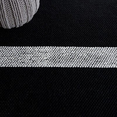 Handmade Black and Ivory Wool Flat Woven 8' x 10' Rug