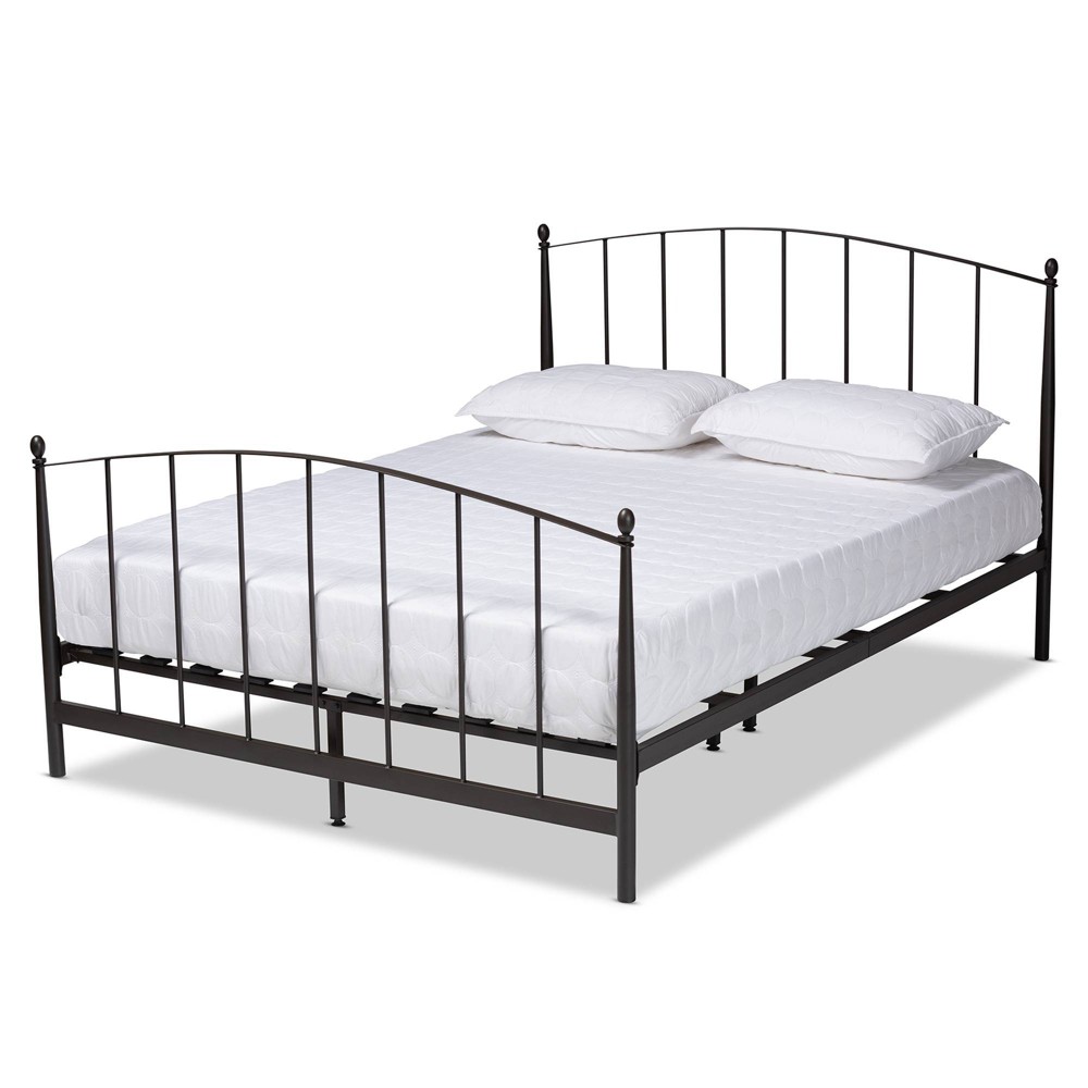 Photos - Bed Queen Lana Metal Platform  Black - Baxton Studio: Modern Curved Design,