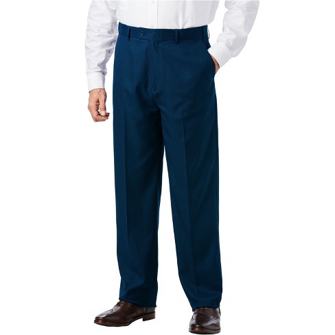 KS Signature by KingSize Men's Big & Tall Easy Movement Plain Front  Expandable Suit Separate Dress Pants - Big - 44 40, Navy Blue