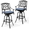 Crestlive Products Antique Brown Heavy Duty Cast Aluminum Frame & Sunbrella Fabric Cushion Counter Height Swivel Bar Stool Patio Furniture - 2 of 4