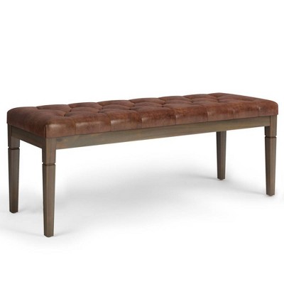 Hopewell Tufted Ottoman Bench Distressed Saddle Brown - WyndenHall