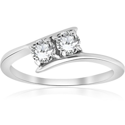 Pompeii3 1/2 ct Two Stone Diamond Forever Us Engagement Ring 10k White Gold