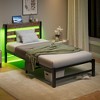 GDFStudio Althea Modern Metal and Wooden Platform Bed Frame with Storage Headboard, RGB Lights and Charging Station - 2 of 4