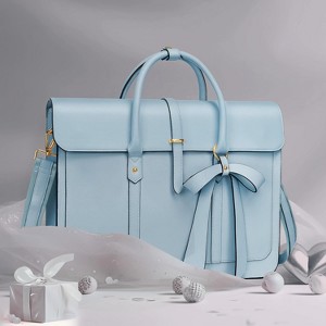 Hachkiko 16 Inch Waterproof PU Leather Laptop Bag - Convertible Backpack & Briefcase with Padding for Work, Travel - 1 of 4