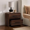 LuxenHome Walnut Finish 2-Drawer Nightstand & End Table, Engineered Wood with Rounded Corners Brown - 2 of 4