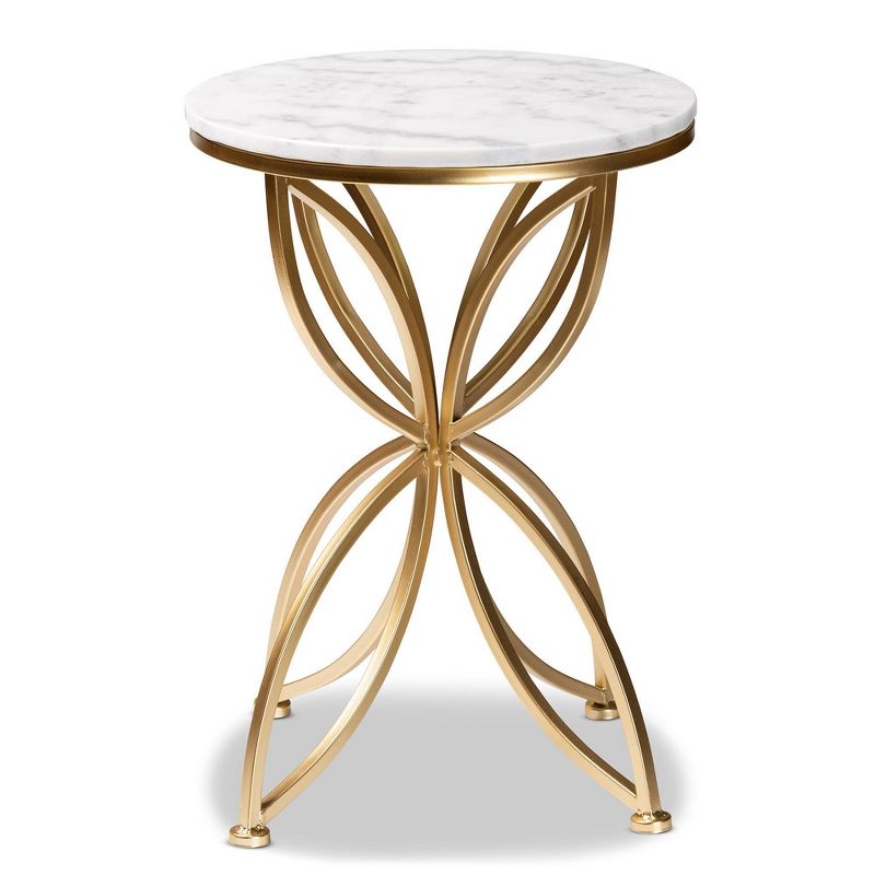 Jaclyn Metal End Table with Marble Tabletop Gold - Baxton Studio, 3 of 10