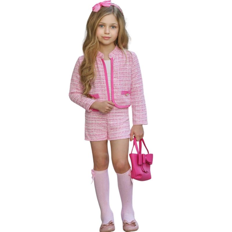 Classy Tweed Matching Blazer And Shorts Set - Mia Belle Girls, 1 of 7