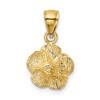 Black Bow Jewelry 14k Yellow Gold 3D Satin & Diamond Cut Hibiscus Pendant, 12mm - 3 of 4