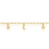 Bella Silver Sterling Silver Moon & Star Charms Paperclip Anklet - Gold Plated - Gold - 9+1 Inch - 2 of 3