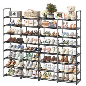 Simple Trending 8-Tier Shoe Rack Large Capacity 64 Pairs Tall Shoe Shelf, Sturdy Metal Shoe Organizer for Entryway, Closet, Bedroom, Black - 1 of 4