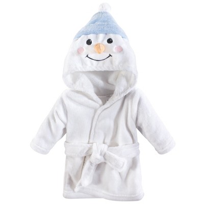 Hudson Baby Infant Plush Animal Face Bathrobe, Snowman, 0-9 Months