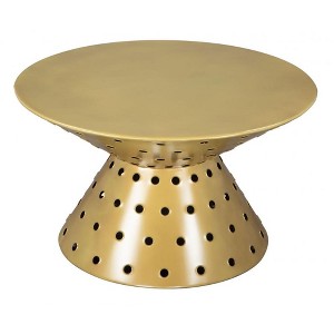 Iron Coffee Table, 17" H Gold Finish Powder Coated, Round Design by Zuo Modern - 1 of 4