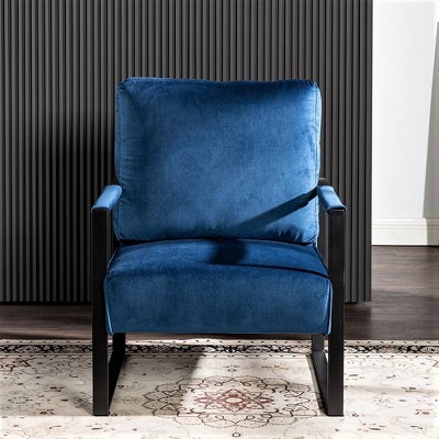 Xiyuyeu Velvet Upholstered Accent Chair With Metal Frame,mid Century ...