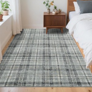Plaid Rug Area Rug for Bedroom Living Room Modern Classroom Area Rug Neutral Soft Rugs for Nursery Stain Resistant Dining Room Rugs - 1 of 4
