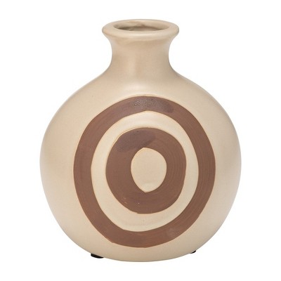 Sagebrook Home Ceramic Vase - Round Abstract Vase - Contemporary Home or Office Decor
