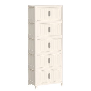 TiramisuBest Storage Cabinet with Folding Magnetic Doors and Wheels for Quick Installation, Perfect for Living Rooms, Bedrooms, And Dorm Rooms - 1 of 4