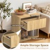 Huxxion Fluted Nightstand with Drawer, Large Wood Night Stand with Storage, for Bedroom Living Room Office, Natural Wood - 2 of 4