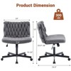 Rolling Desk Chair, Gray Fabric Criss Cross Chair, Swivel Home Office Chair with Wheels, Wide Seat Computer Task Chair, Height Adjustable Vanity Chair - 2 of 4