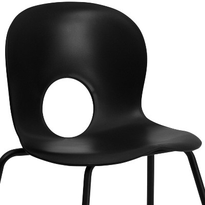 Versatile Black Plastic Contoured Cafe Chair with Stacking Design
