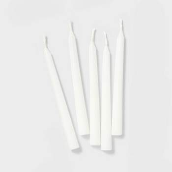 45ct 3.5"x0.37" Paraffin Wax Unscented Hanukkah Taper Candle White - Spritz™