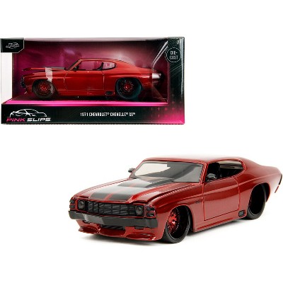 1971 Chevrolet Chevelle SS Red Metallic with Black Stripes "Pink Slips" Series 1/24 Diecast Model Car by Jada