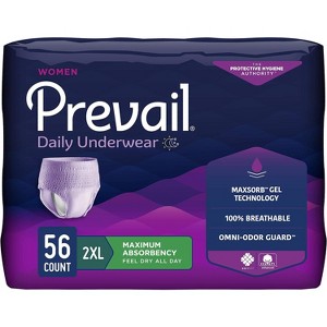 Prevail Adult Incontinence Underwear for Women, Pull On with Tear Away Seams, Maximum Absorbency - 1 of 4