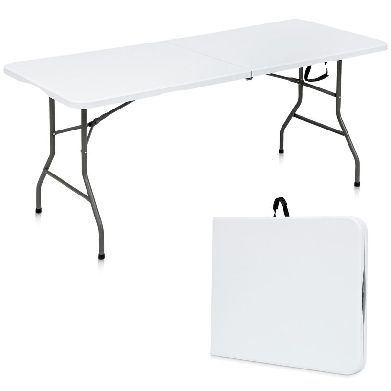 SKONYON 6ft Portable Folding Utility Table White, 1 of 8