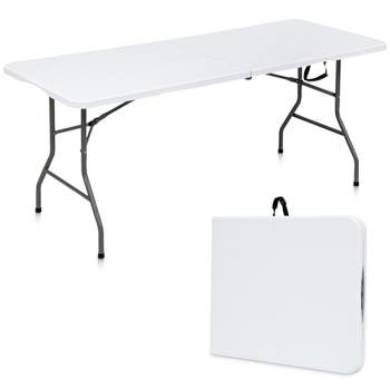 SKONYON 6ft Portable Folding Utility Table White