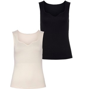 Women's 2 Pk Sweetheart Tank Tops - LASCANA - 1 of 4