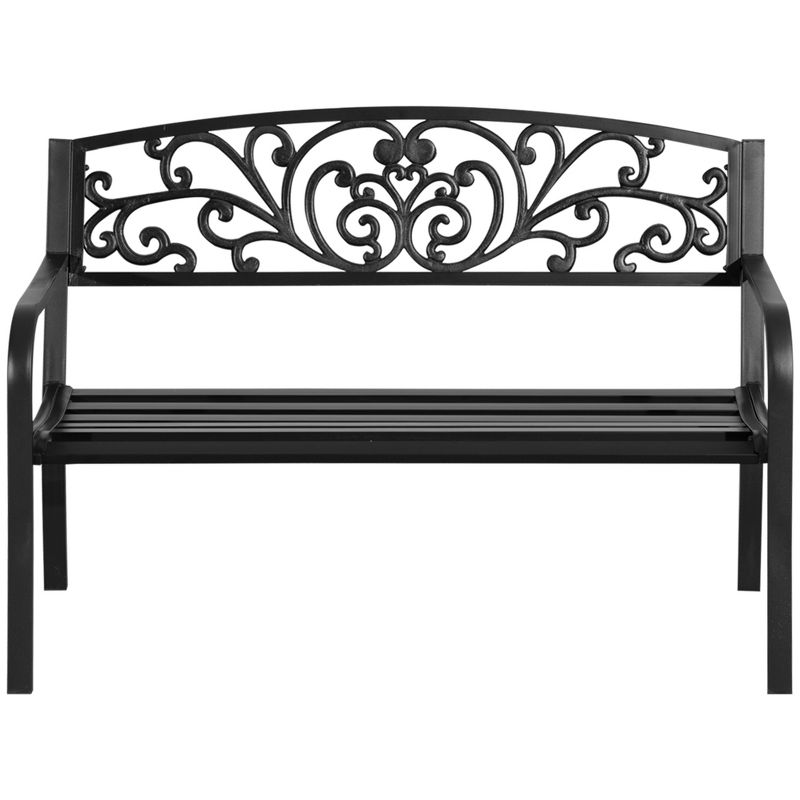 Outsunny 50" Blossoming Pattern Garden Decorative Patio Park Bench with Beautiful Floral Design & Relaxing Comfortable Build, 4 of 9
