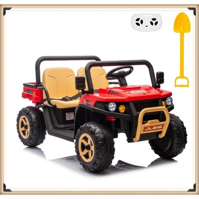 Garvee 24V Kids Ride On Dump Truck, 2-Seater Electric UTV with Remote Control, 4x35W Motors, Shovel, Music, Lights & Bluetooth