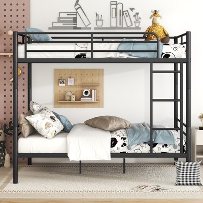 VYNXARIA Full Over Full Metal Bunk Bed with Storage - Stylish Black