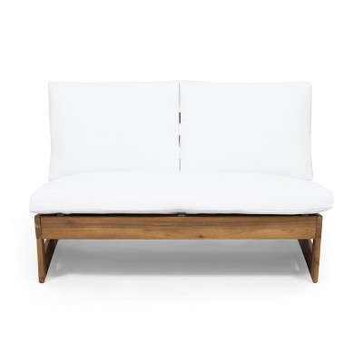 Christopher Knight Home Sherwood Outdoor Acacia Wood Loveseat with Cushions