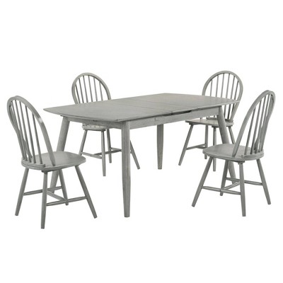 5pc Orland Extendable Dining Table Set with 4 Chairs Antique Gray - Picket House Furnishings
