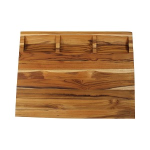 EcoDecors 20x15 FSC Teak Reversible Cutting Board with Trays & Groove - 1 of 4