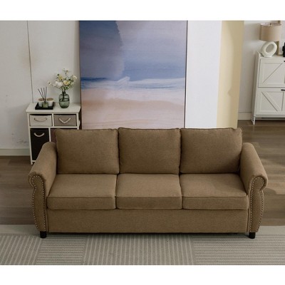 NicBex Convertible Sleeper Chair,81.5" Pull-out Sofa Bed with Adjustable Backrest,Couches with Foam Mattress for Living Room,Beige/Brown/Dark Gray