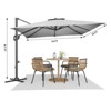 10Ft Cantilever Patio Umbrella, Square Outdoor Offset Market Umbrella with 360° Rotation, Easy-Lock Handle, Cross Base for Garden, Balcony, Deck - 2 of 4
