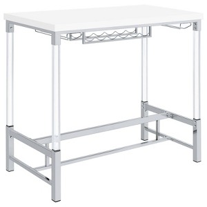 Coaster Norcrest Modern Pub Height Bar Table with Acrylic Legs and Wine Storage White High Gloss - 1 of 4