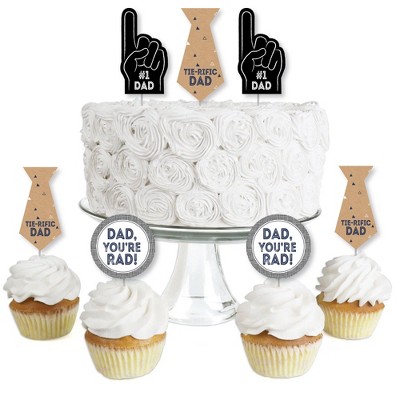 Big Dot of Happiness My Dad is Rad - Dessert Cupcake Toppers - Father's Day Clear Treat Picks - Set of 24