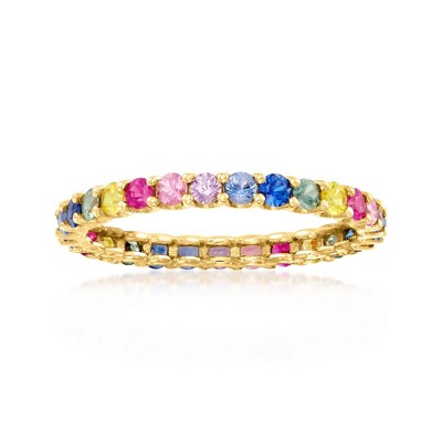 Ross-Simons 1.20 ct. t.w. Multicolored Sapphire Eternity Band in 14kt Yellow Gold